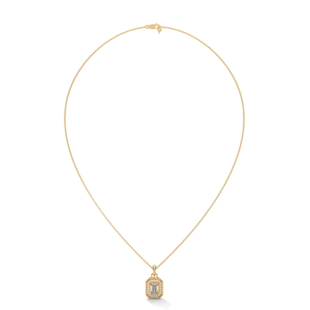 Emerald Halo Diamond Pendant