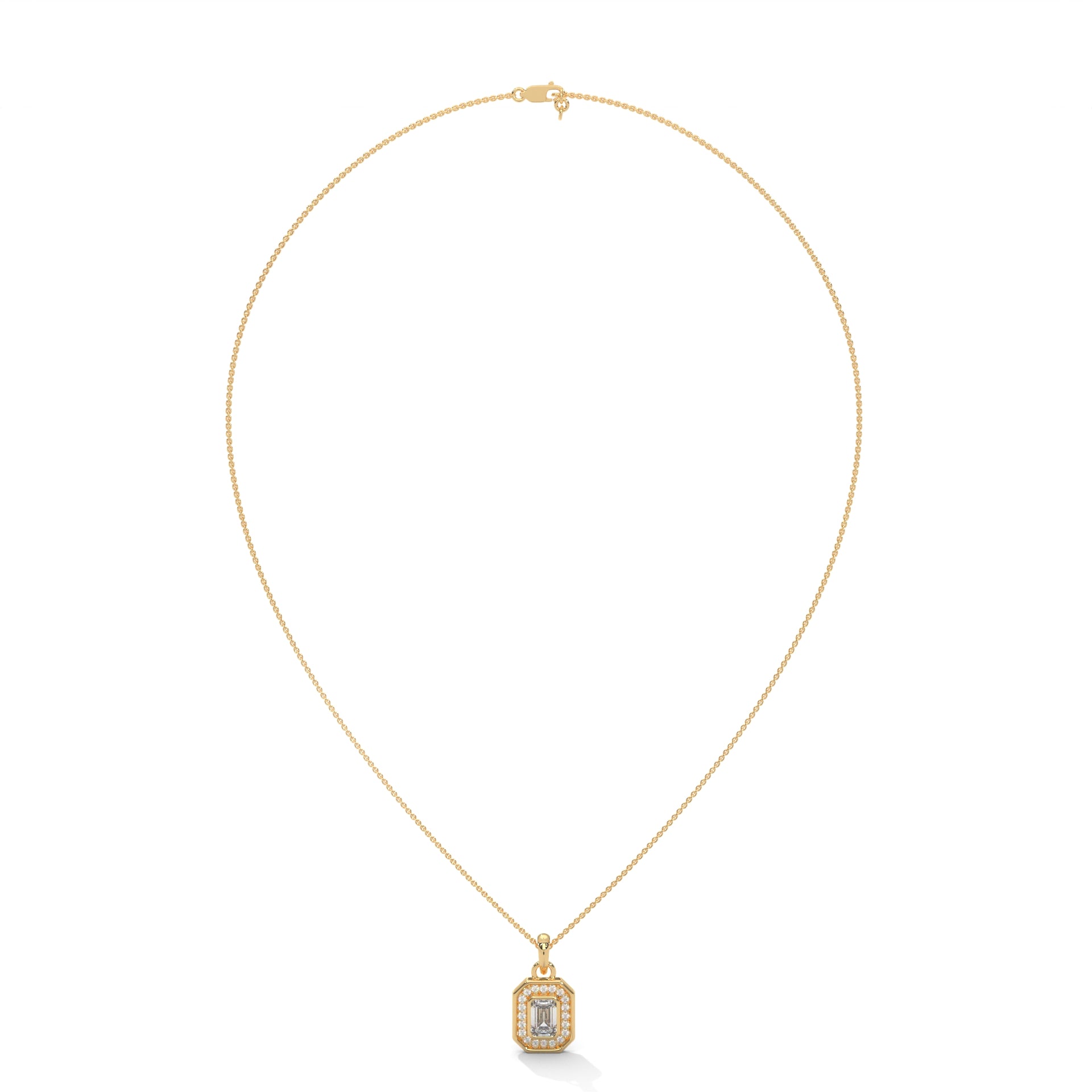 Emerald Halo Diamond Pendant