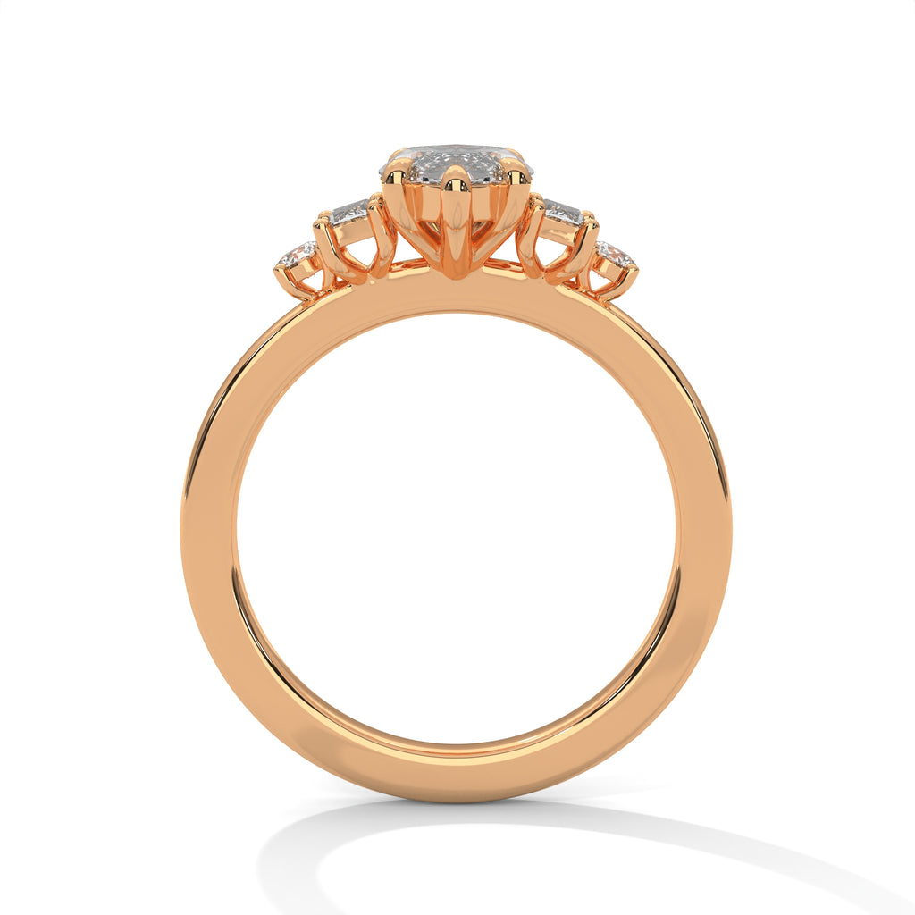 Marquise Cut Three Stone Diamond Engagement Ring