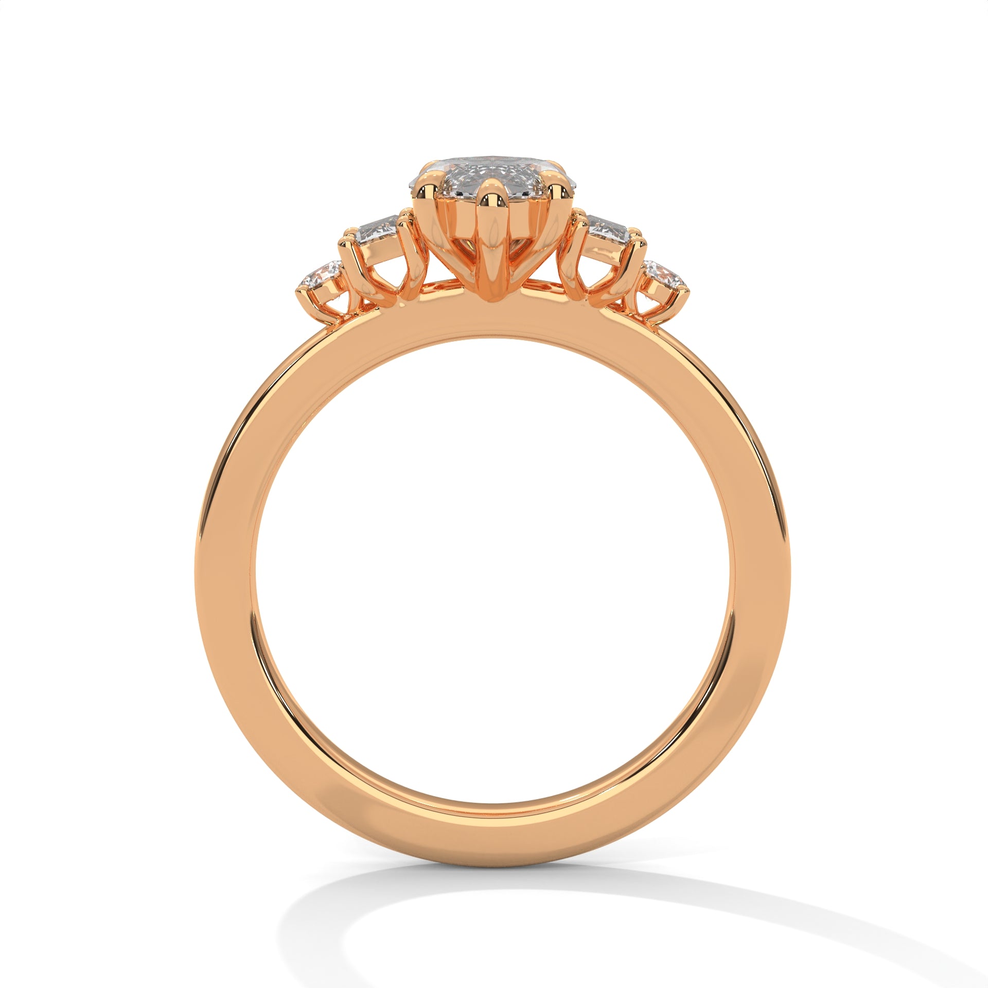 Marquise Cut Three Stone Diamond Engagement Ring