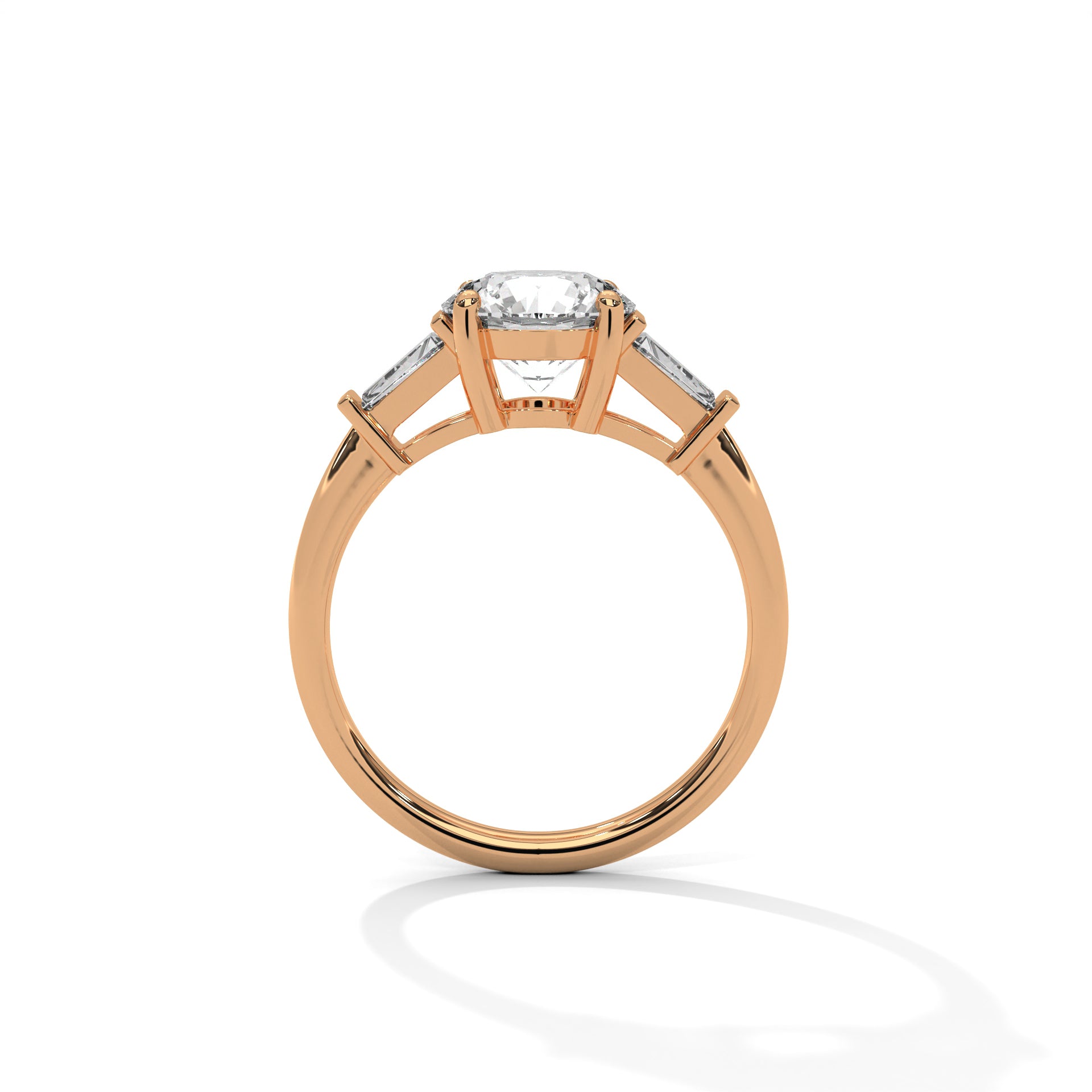 Round Diamond Three Stone Engagement Ring