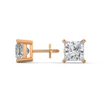 Princess Cut Solitaire Diamond Stud Earrings