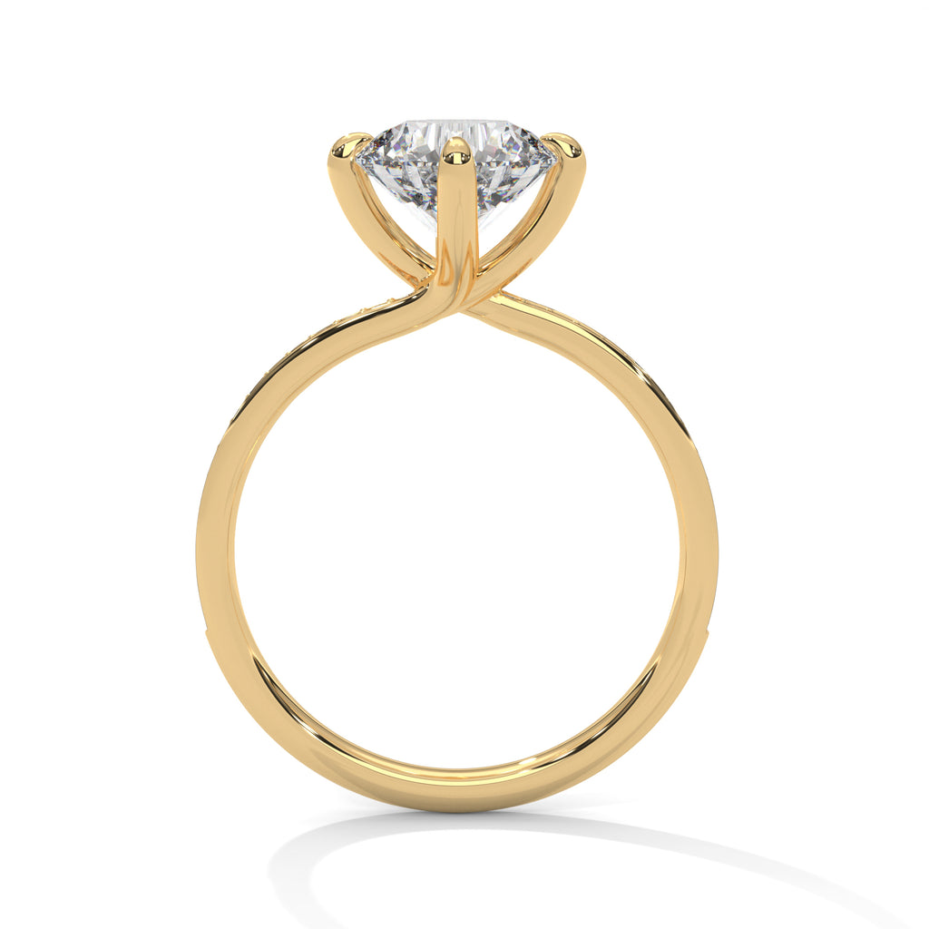 Round Cut Diamond Pavé Engagement Ring
