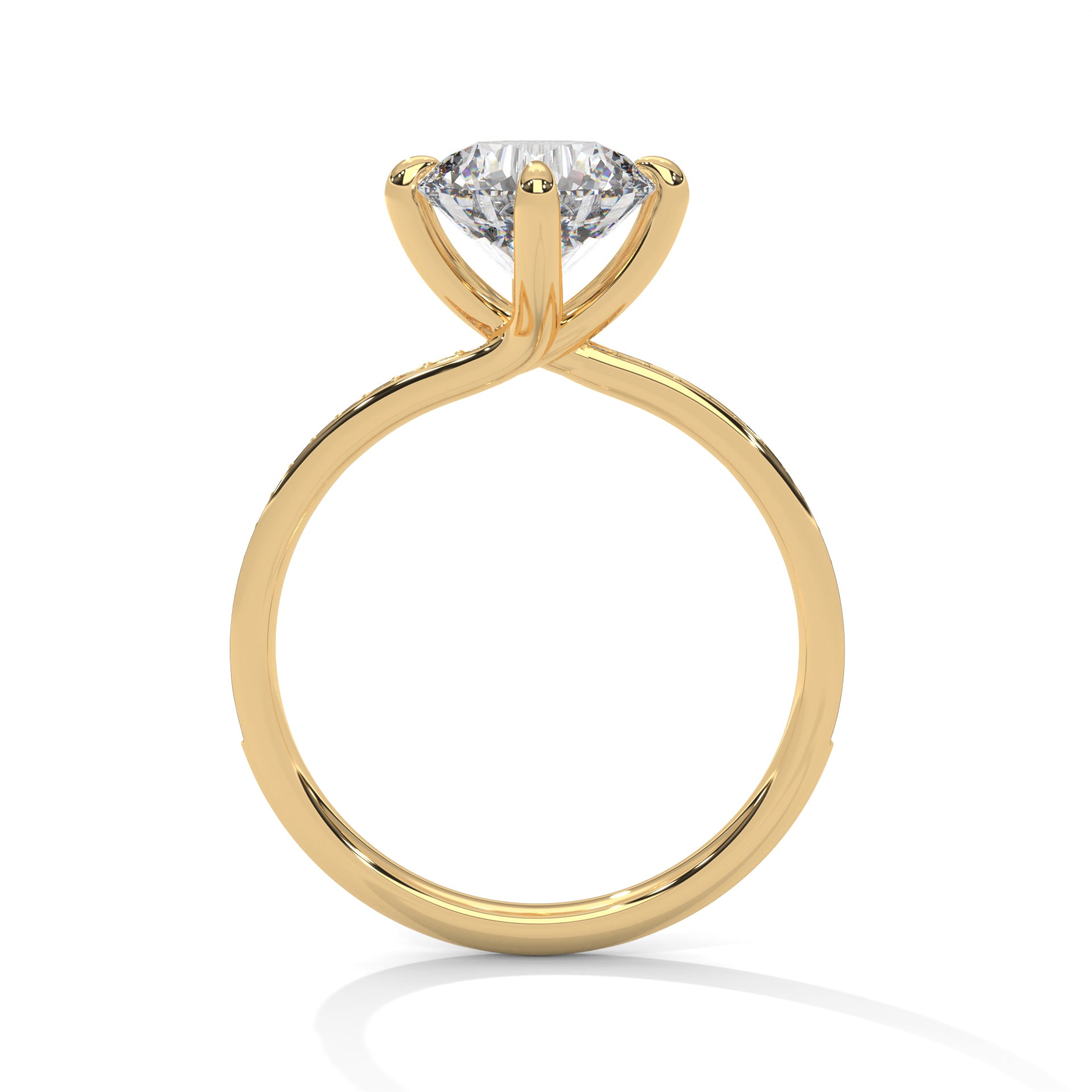 Round Cut Diamond Pavé Engagement Ring