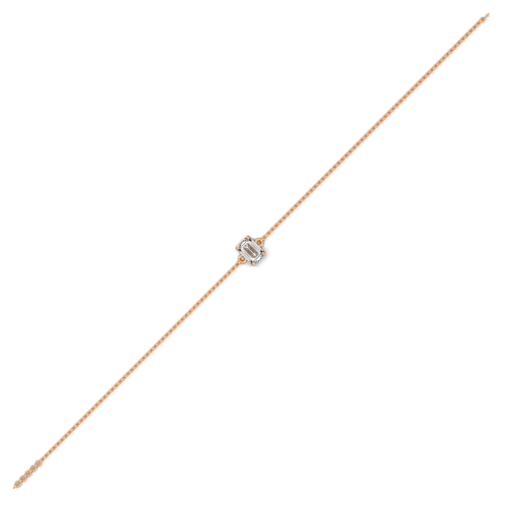 Emerald Cut Solitaire Diamond Bracelet