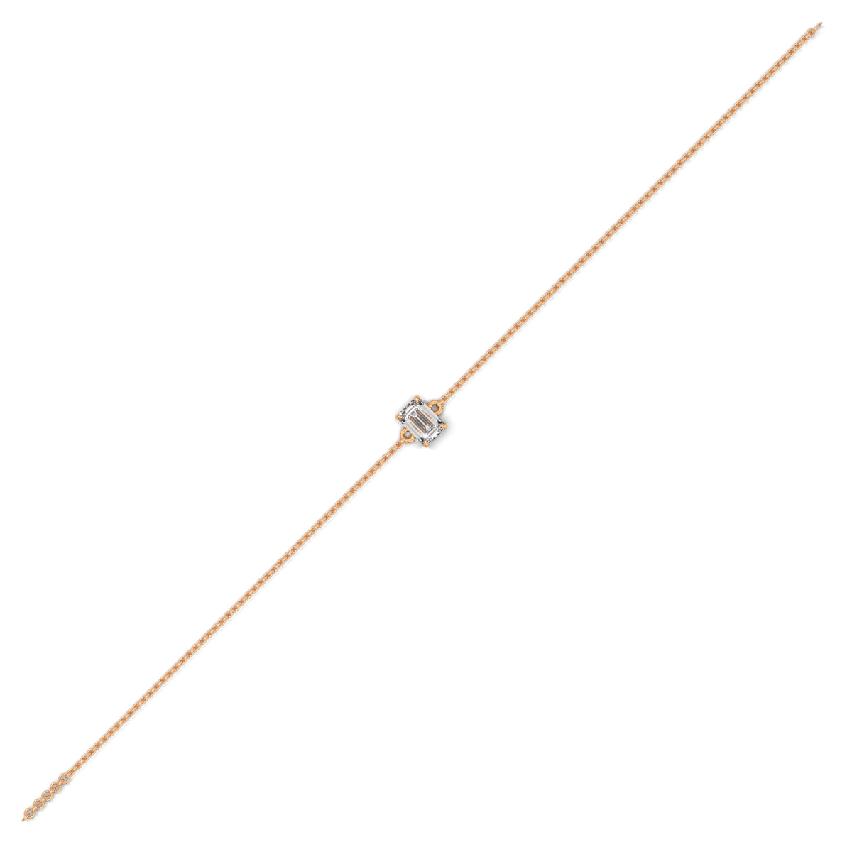 Emerald Cut Solitaire Diamond Bracelet, side angle — Jewelix Atelier