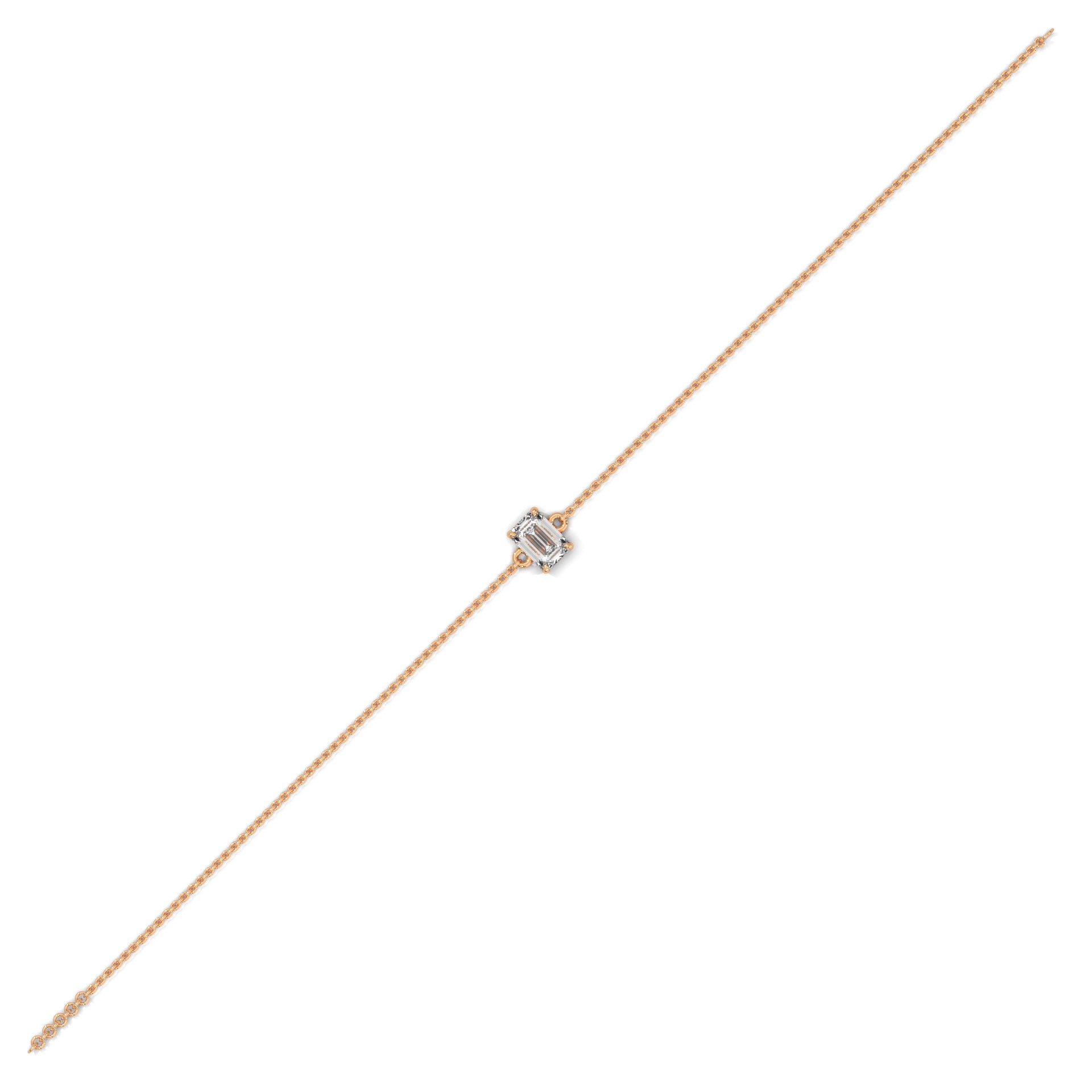 Emerald Cut Solitaire Diamond Bracelet