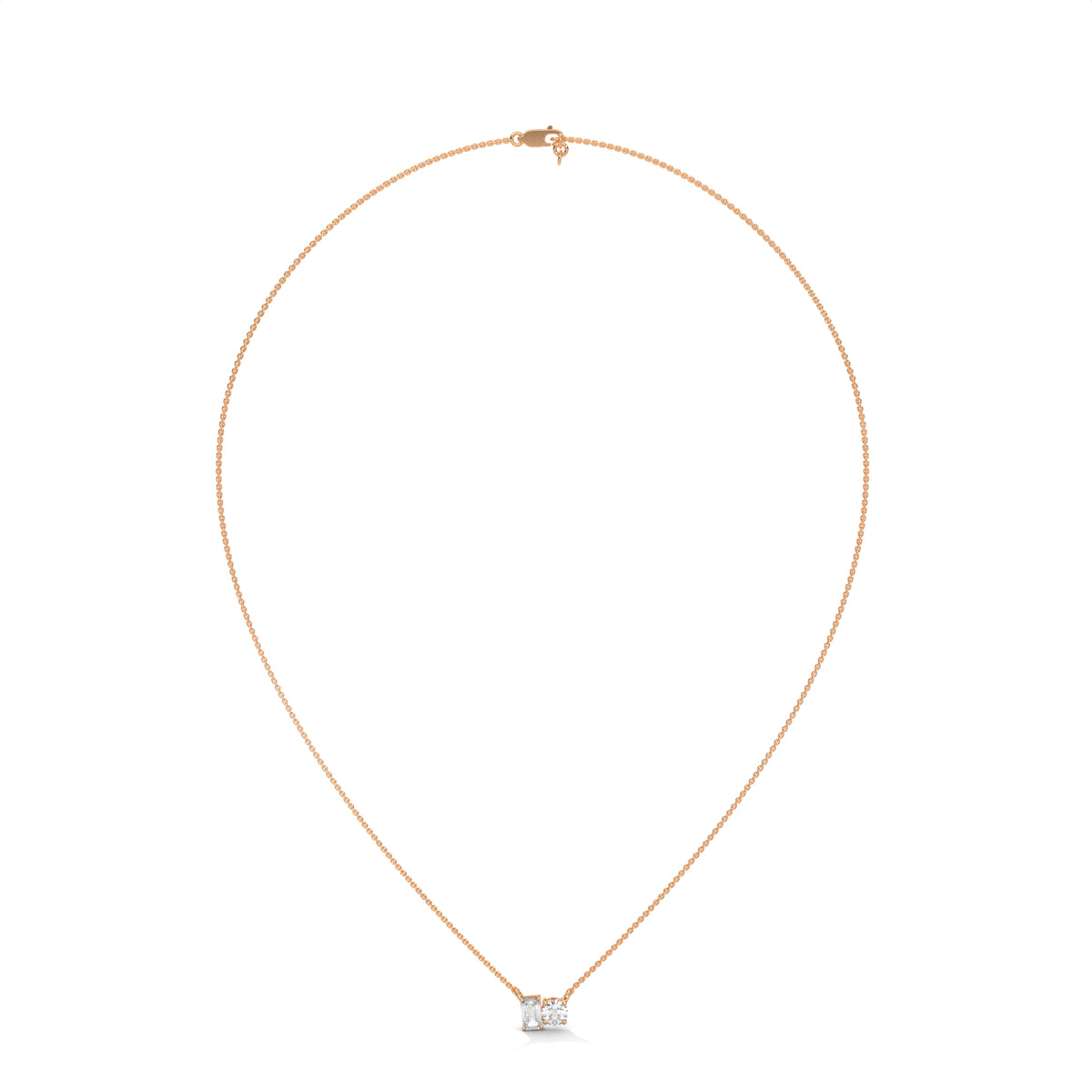 Emerald & Round Diamond Two Stone Pendant – view 9 of 9, lab grown diamond necklace | Jewelix Atelier