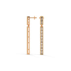 Baguette & Round Diamond Bar Drop Earrings