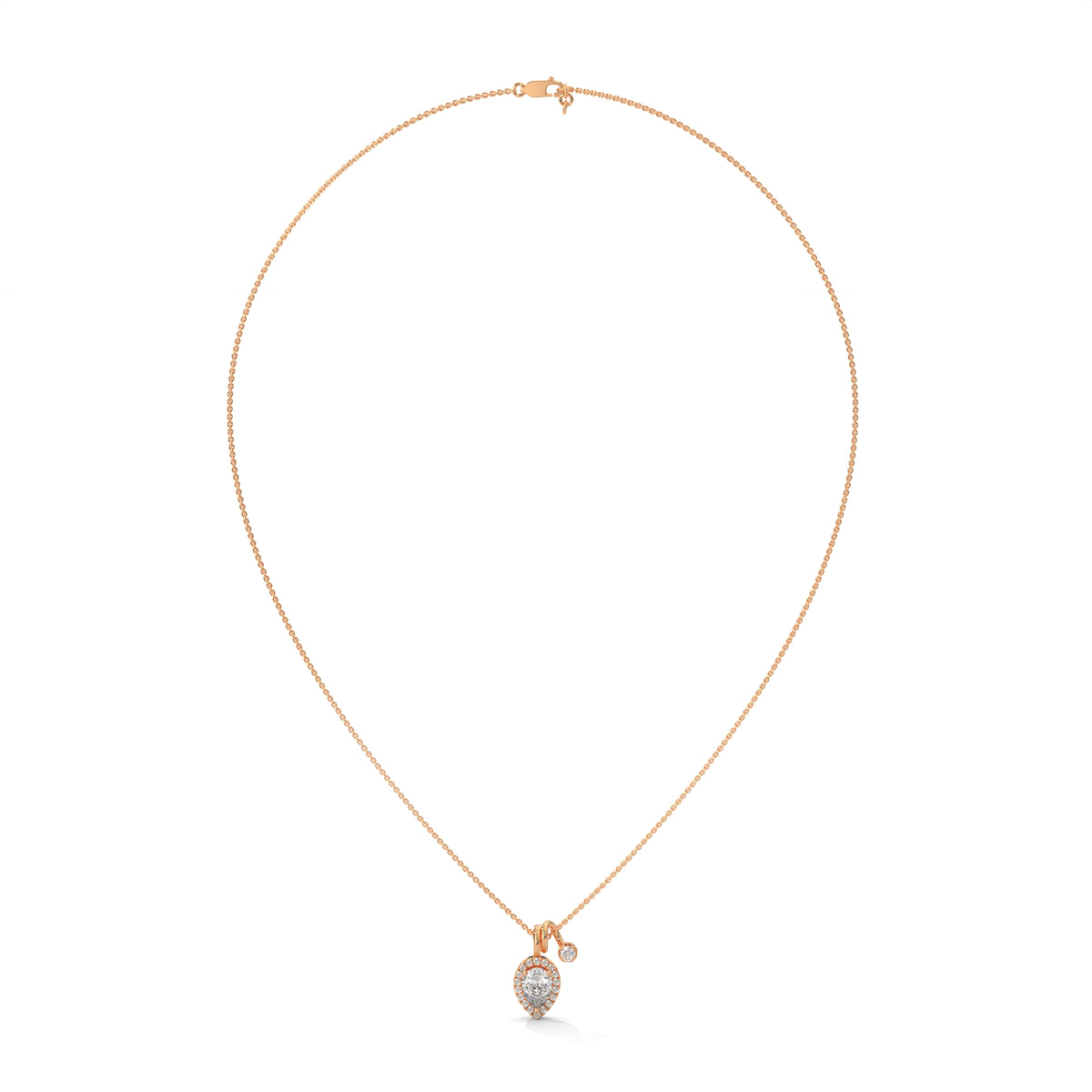 Pear Diamond Halo Pendant – view 6 of 9, lab grown diamond necklace | Jewelix Atelier