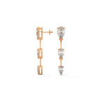 Pear Cut Three Station Drop Diamond Earrings