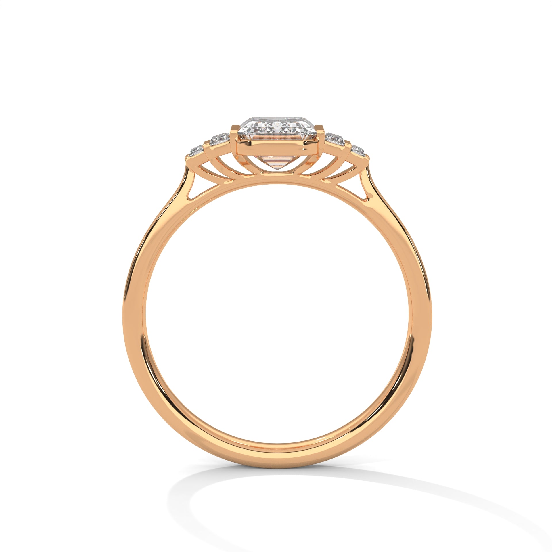 Emerald Cut Three Stone Diamond Engagement Ring