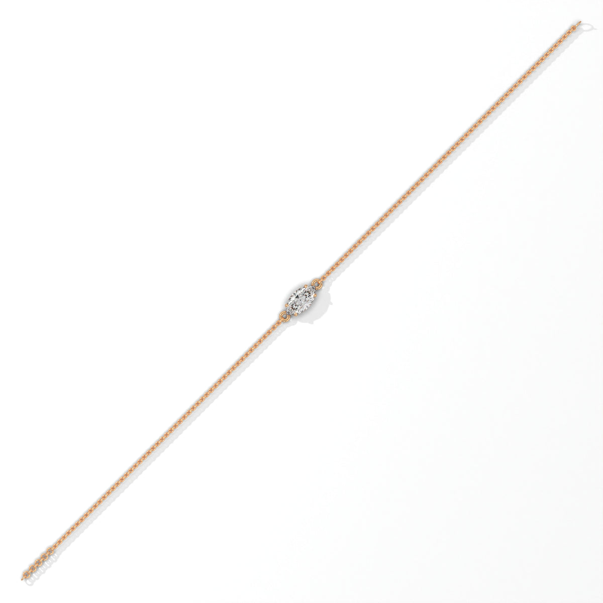 Marquise Cut Solitaire Diamond Bracelet, side angle — Jewelix Atelier