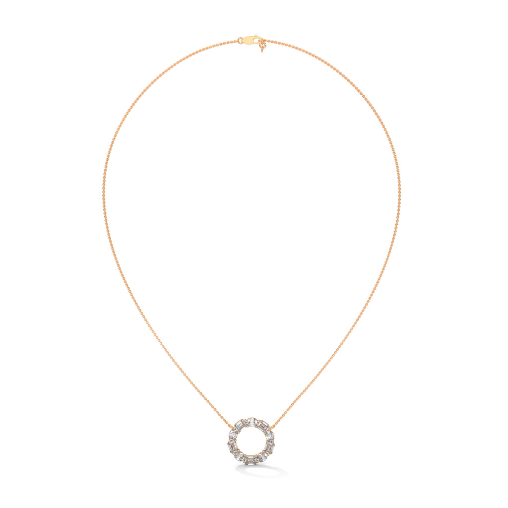 Emerald & Oval Diamond Circle Pendant