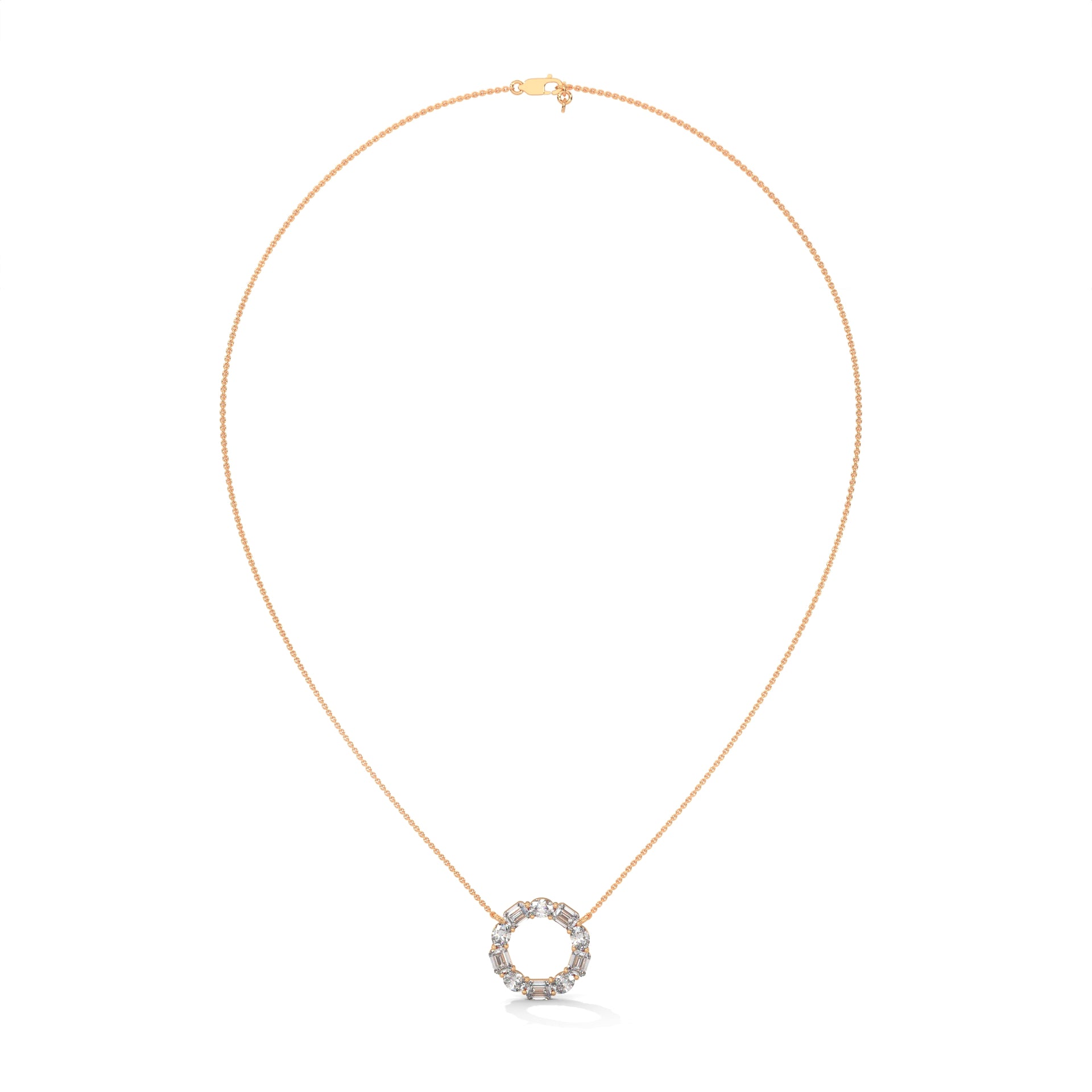 Emerald & Oval Diamond Circle Pendant