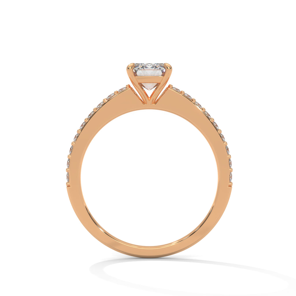 Emerald Cut Diamond Pavé Engagement Ring