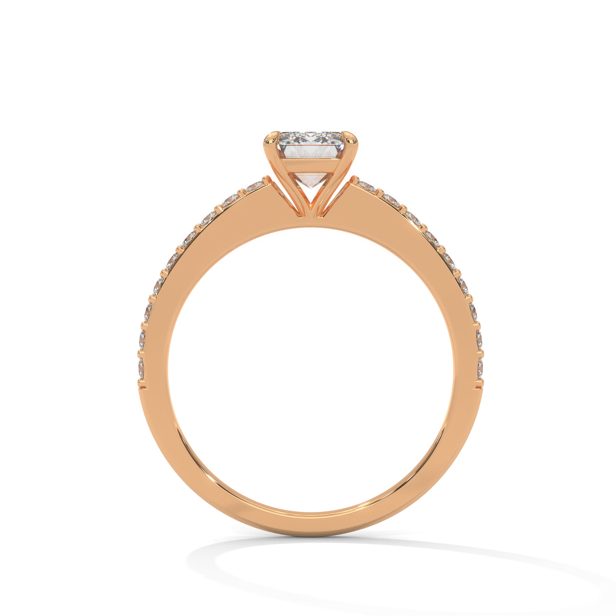 Emerald Cut Diamond Pavé Engagement Ring – view 9 of 9, lab grown diamond ring | Jewelix Atelier