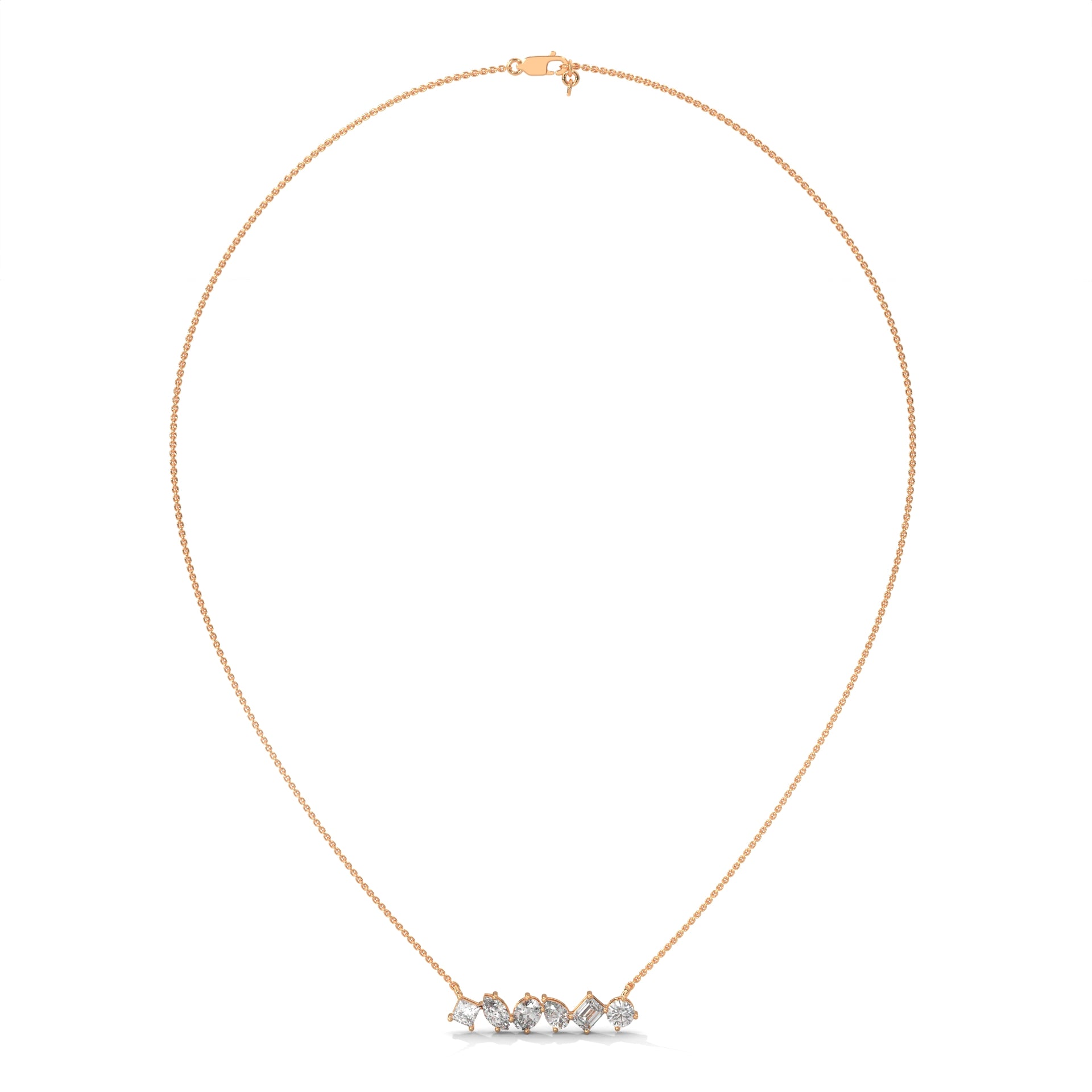 Multi Shape Diamond Bar Pendant