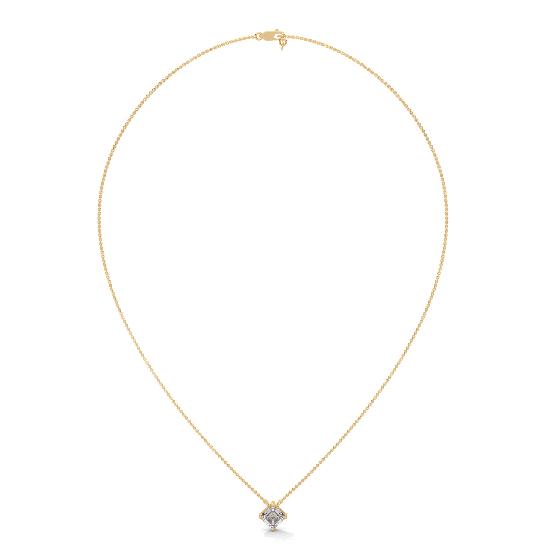 Asscher Solitaire Diamond Pendant