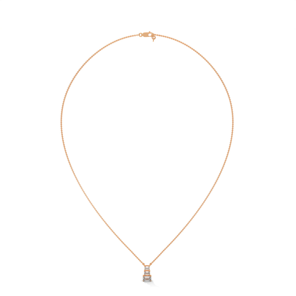Emerald Cut Diamond Bar Pendant – view 9 of 9, lab grown diamond necklace | Jewelix Atelier