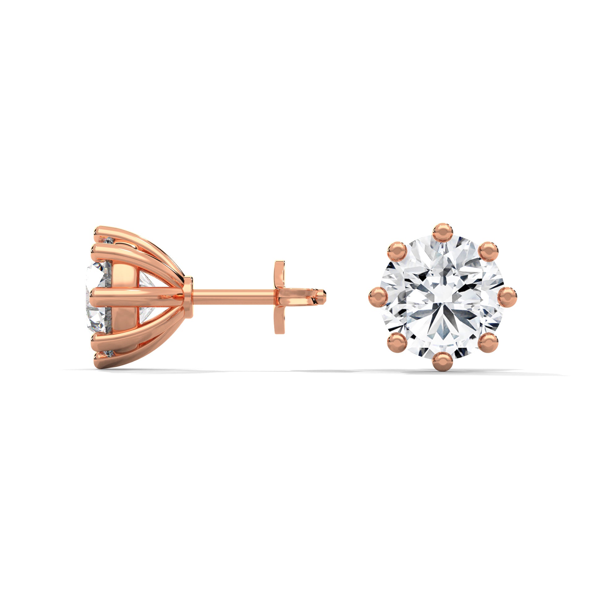 Round Brilliant Solitaire Diamond Stud Earrings