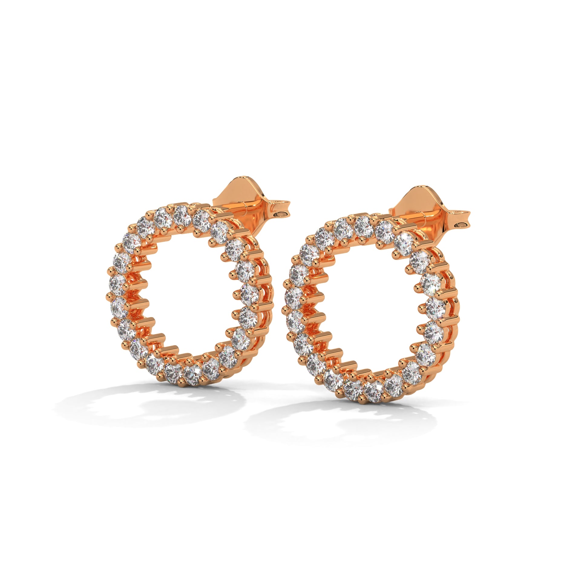 Diamond Circle Stud Earrings