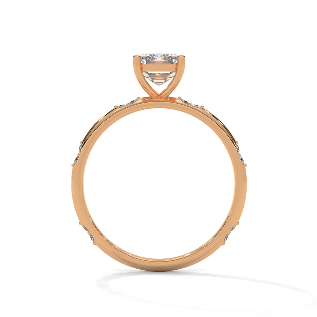 Emerald Cut Diamond Accent Engagement Ring