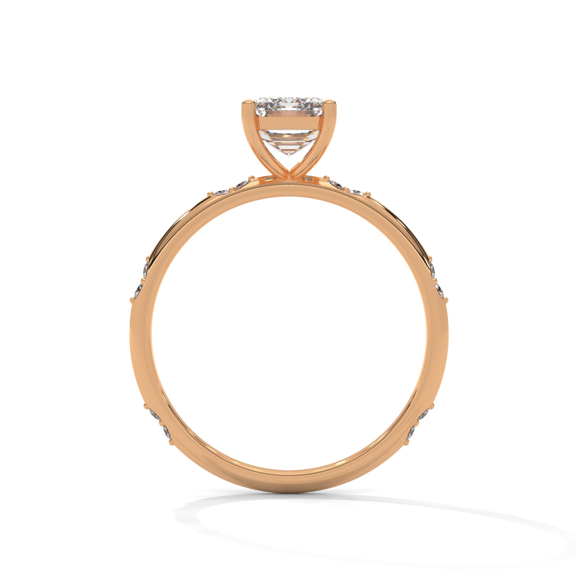 Emerald Cut Diamond Accent Engagement Ring