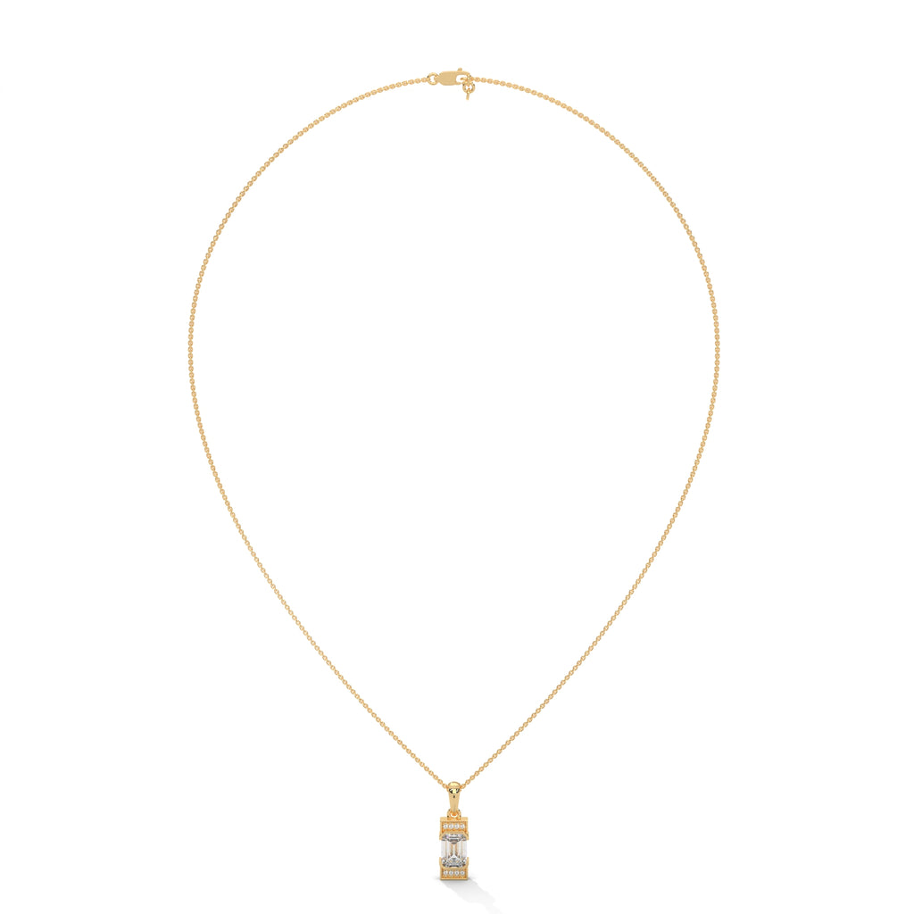 Emerald Cut Diamond Halo Pendant