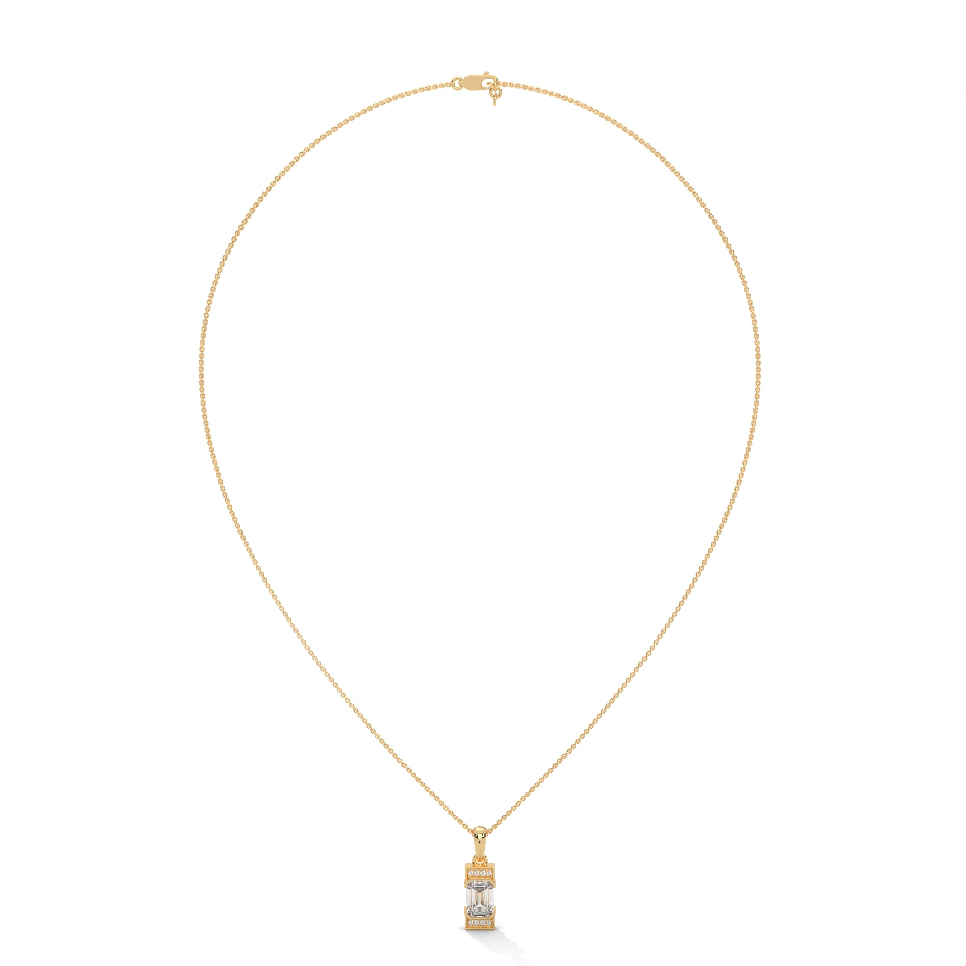 Emerald Cut Diamond Halo Pendant