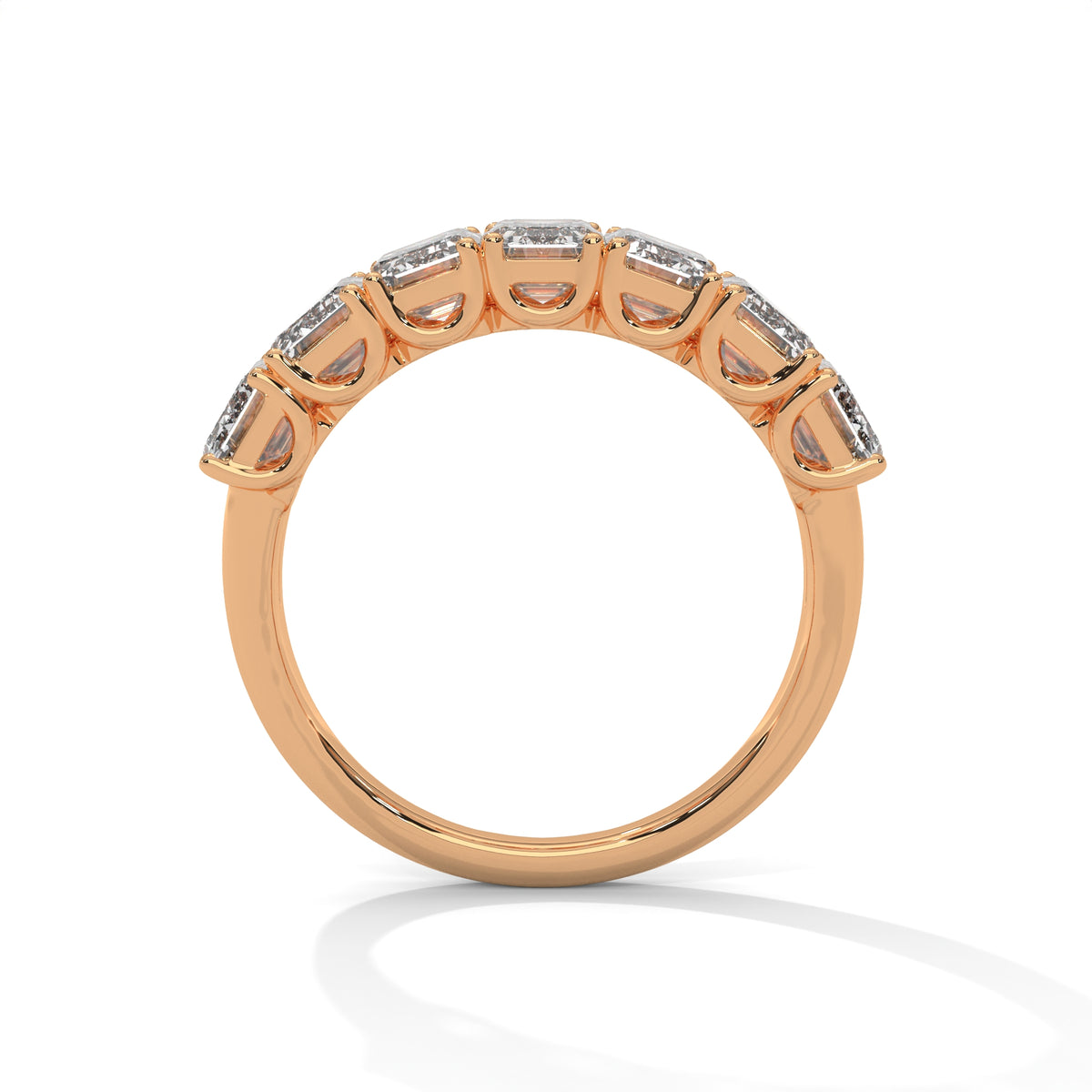 Emerald Cut Seven Stone Diamond Anniversary Ring – view 6 of 9, lab grown diamond ring | Jewelix Atelier
