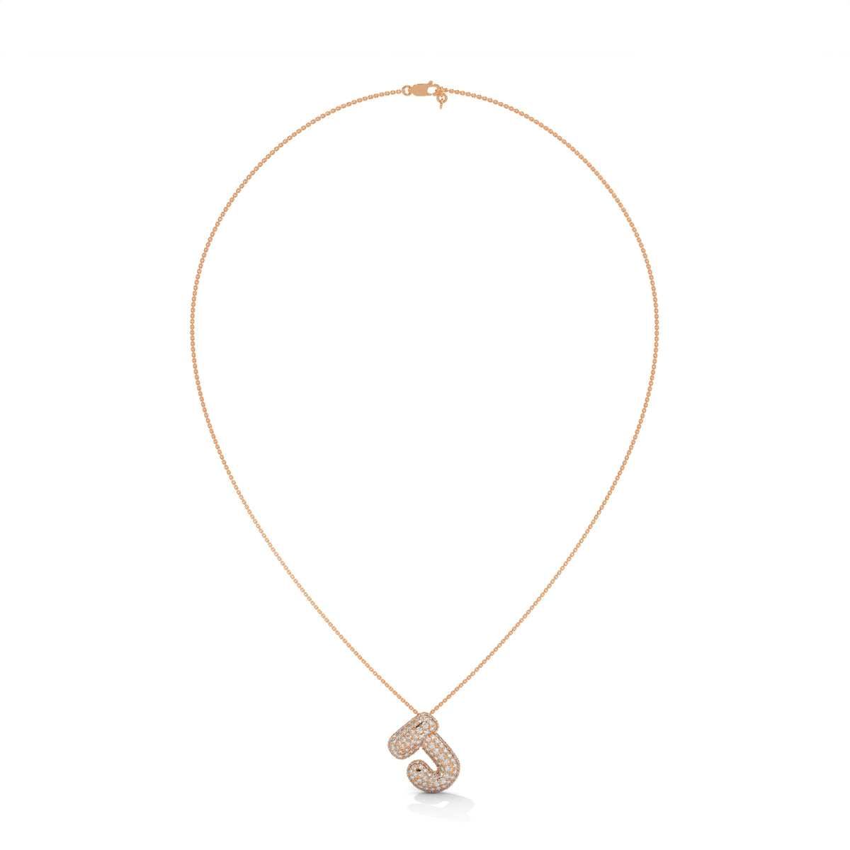 Diamond Initial "J" Pendant – view 9 of 9, lab grown diamond necklace | Jewelix Atelier