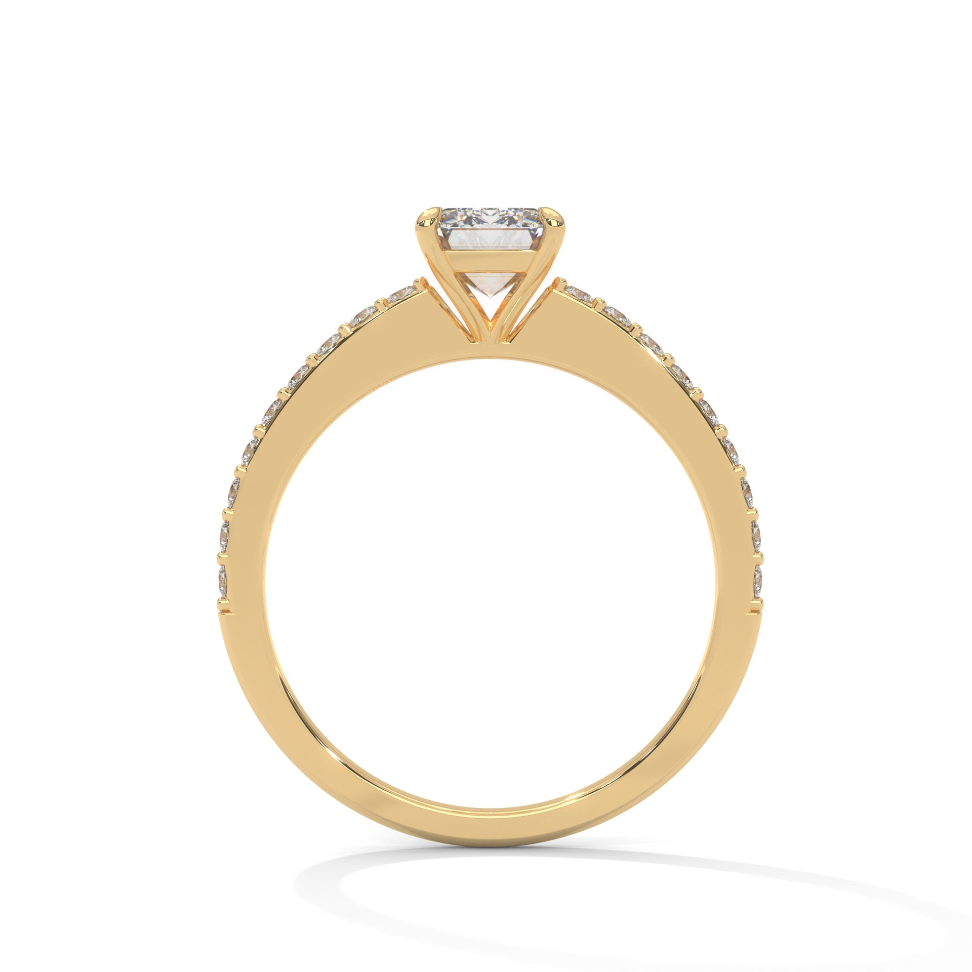 Emerald Cut Diamond Pavé Engagement Ring