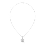 Baguette & Round Diamond Halo Pendant