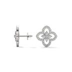 Floral Clover Diamond Stud Earrings