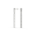Baguette & Round Diamond Bar Drop Earrings
