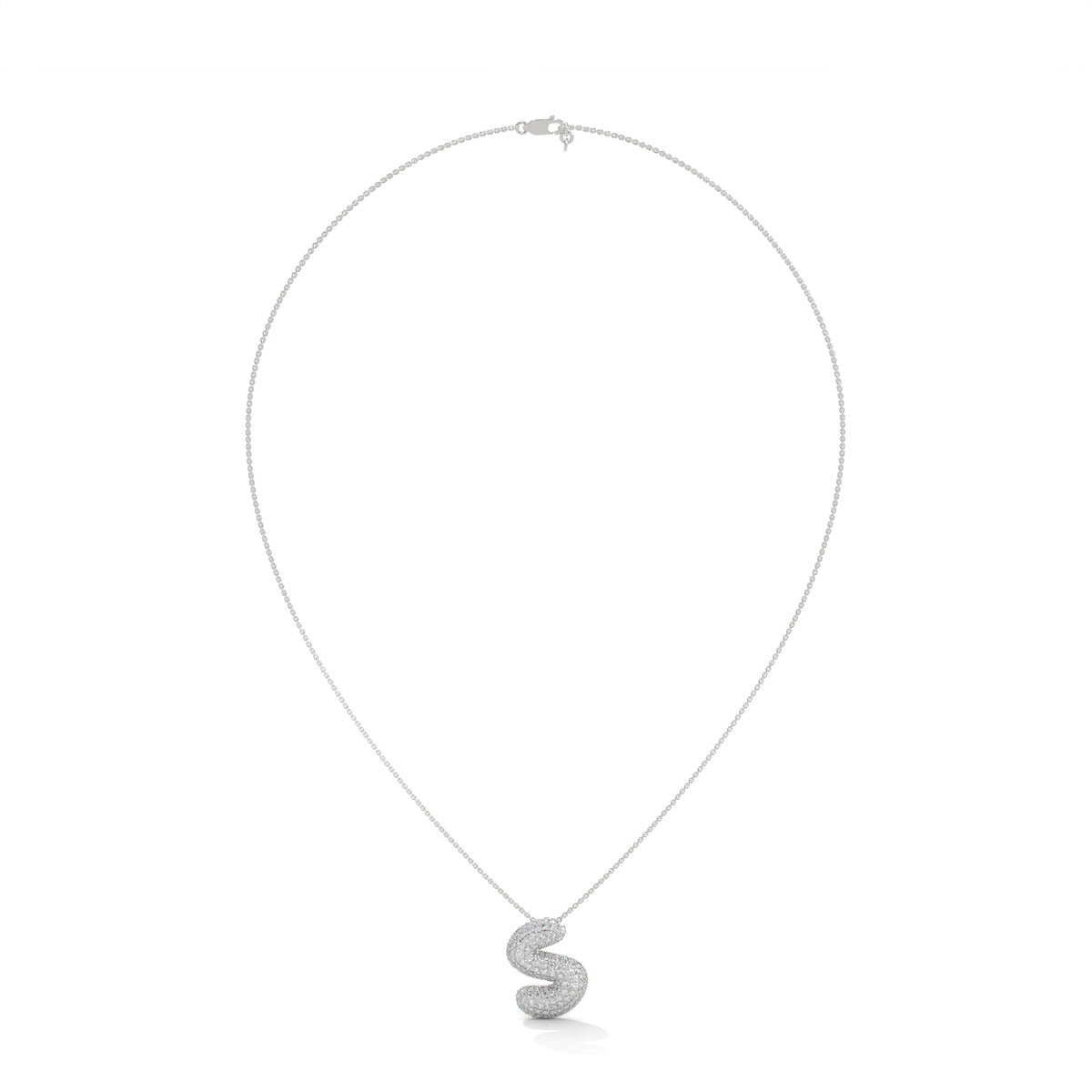 Diamond Initial "S" Pendant Necklace – view 3 of 9, lab grown diamond necklace | Jewelix Atelier