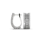 Baguette & Round Diamond Statement Hoop Earrings