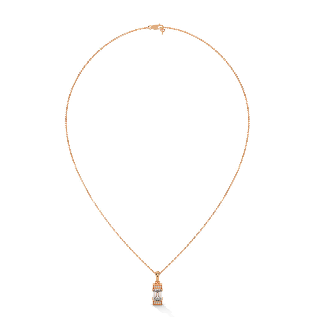 Emerald Cut Diamond Halo Pendant