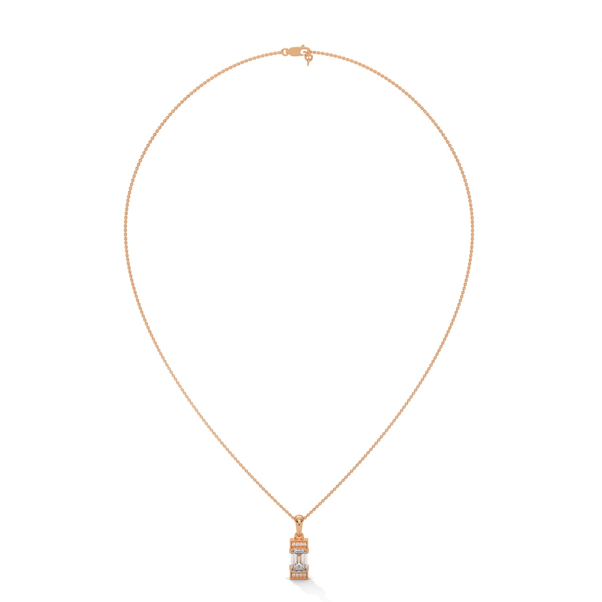 Emerald Cut Diamond Halo Pendant
