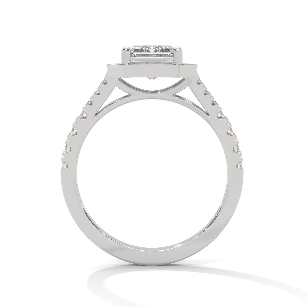 Emerald Cut Hexagon Halo Diamond Ring