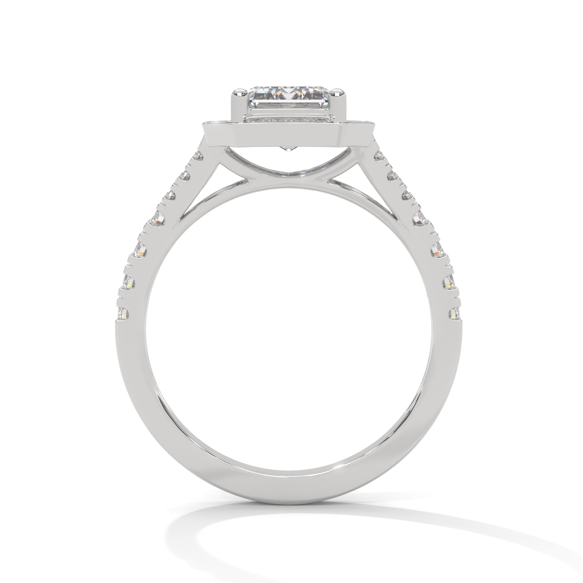 Emerald Cut Hexagon Halo Diamond Ring