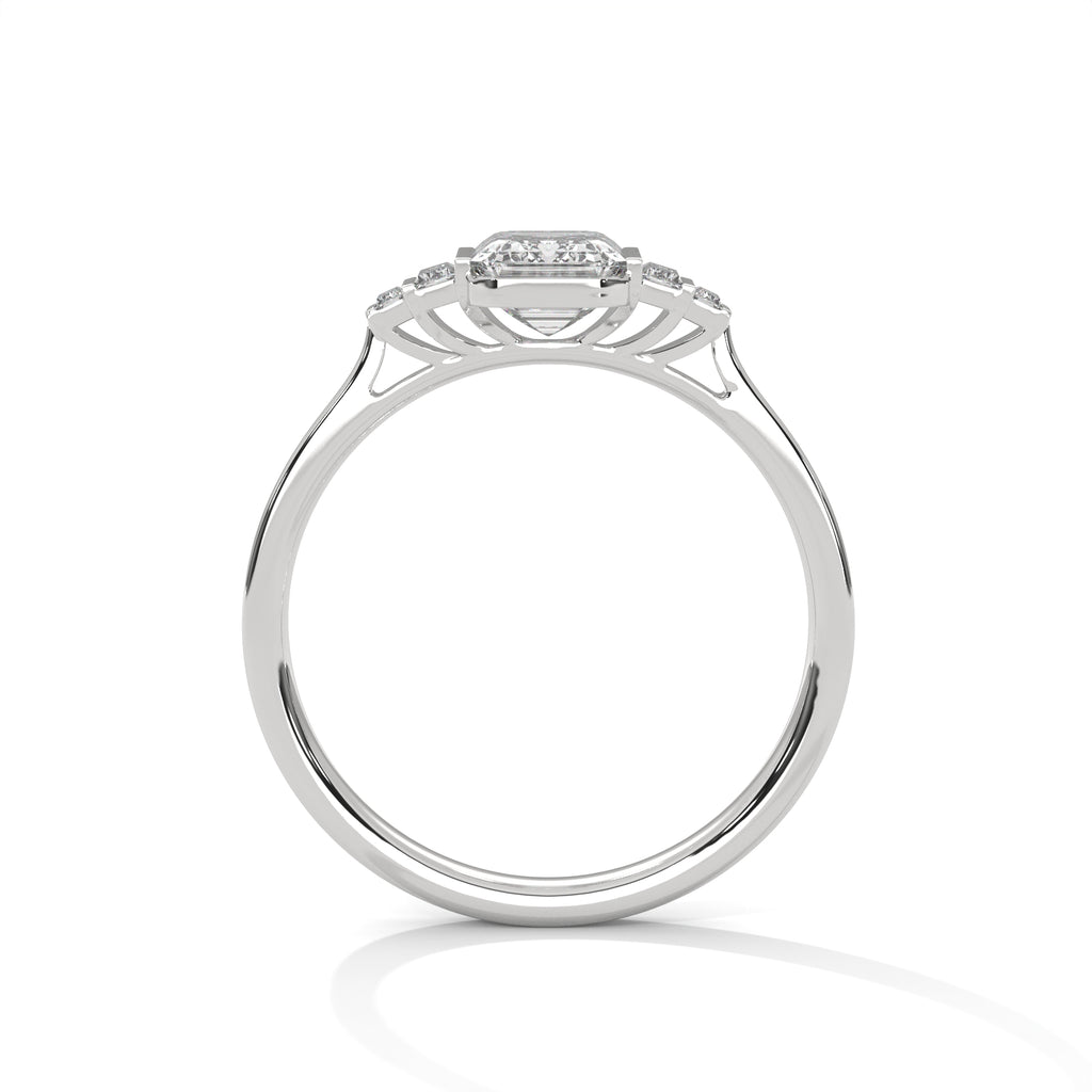 Emerald Cut Three Stone Diamond Engagement Ring