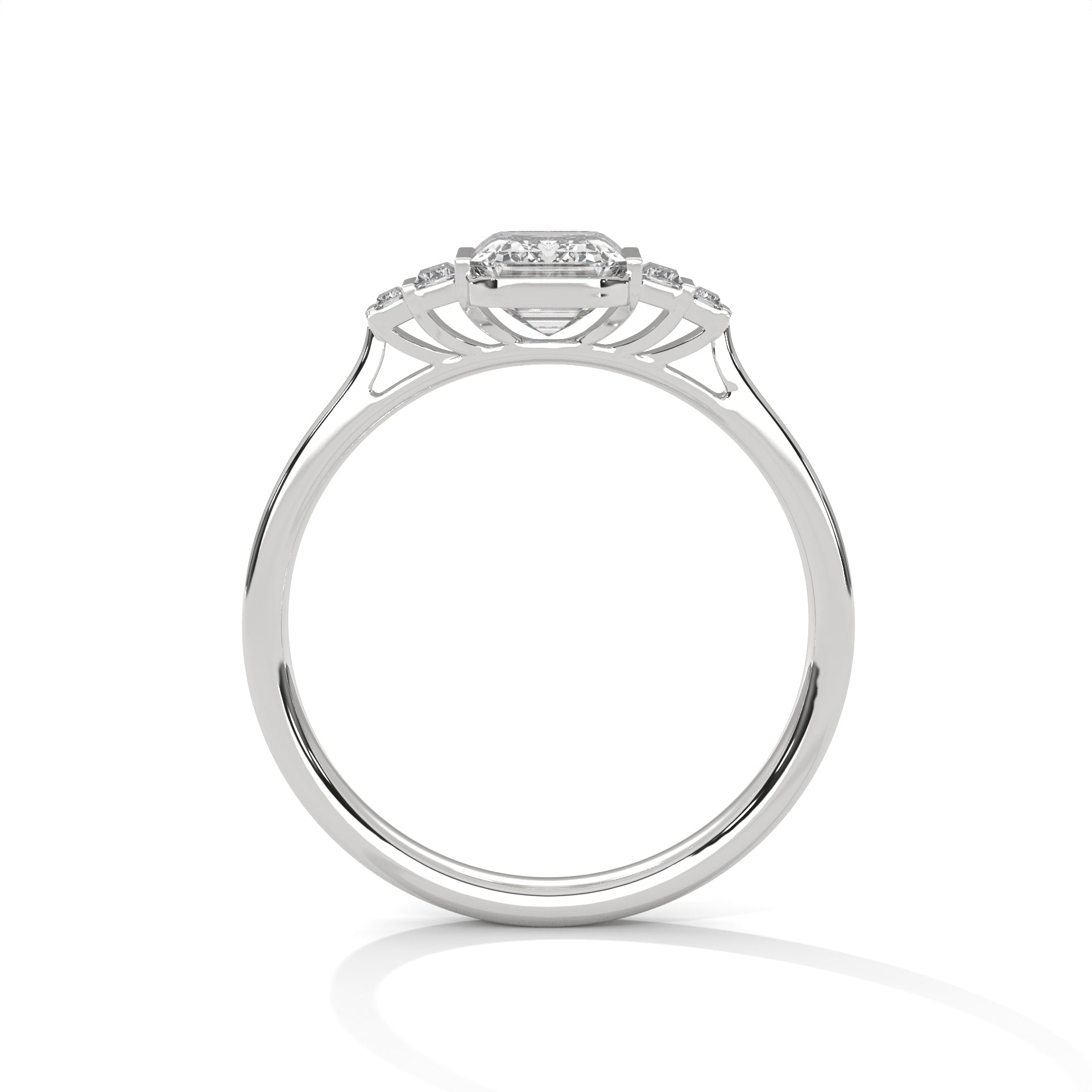 Emerald Cut Three Stone Diamond Engagement Ring