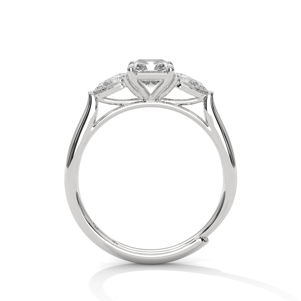 Radiant Cut Three Stone Diamond Engagement Ring