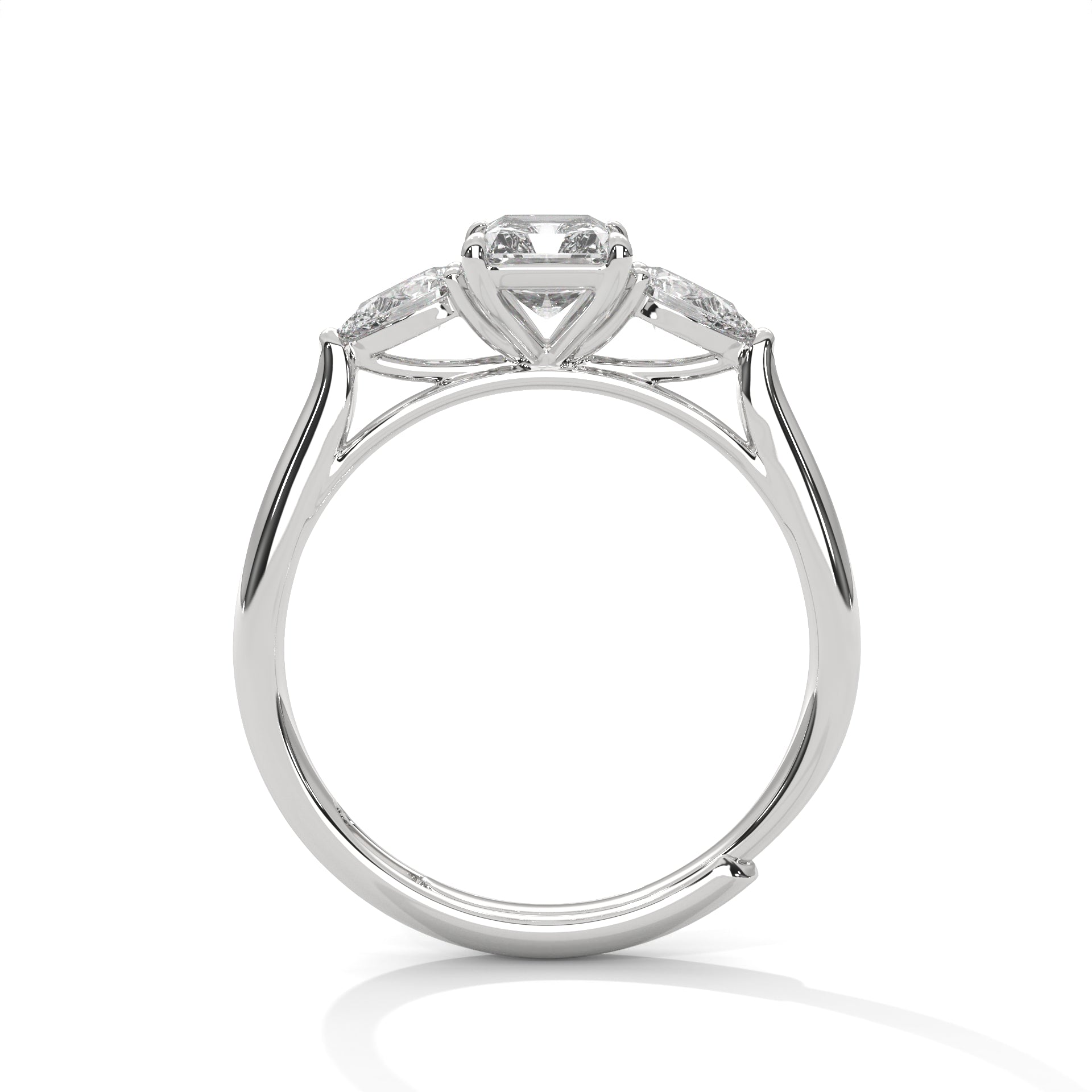 Radiant Cut Three Stone Diamond Engagement Ring