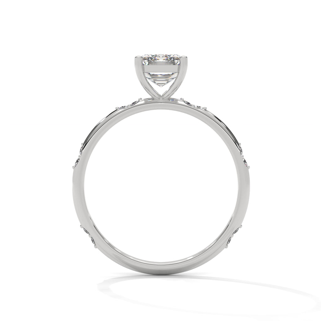 Emerald Cut Diamond Accent Engagement Ring