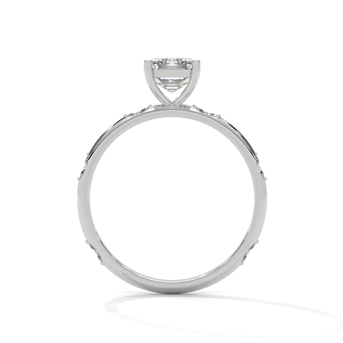 Emerald Cut Diamond Accent Engagement Ring – view 3 of 9, lab grown diamond ring | Jewelix Atelier