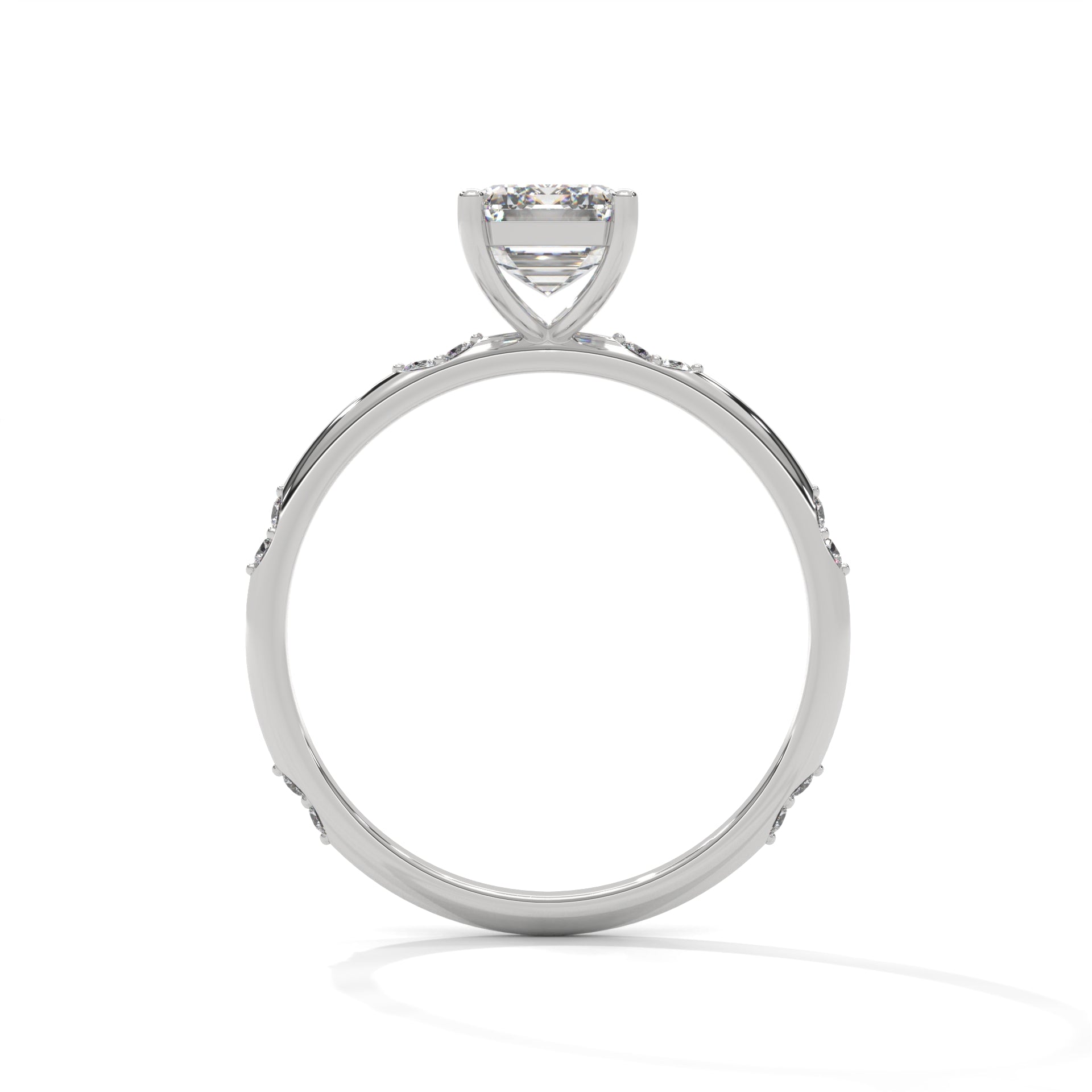 Emerald Cut Diamond Accent Engagement Ring