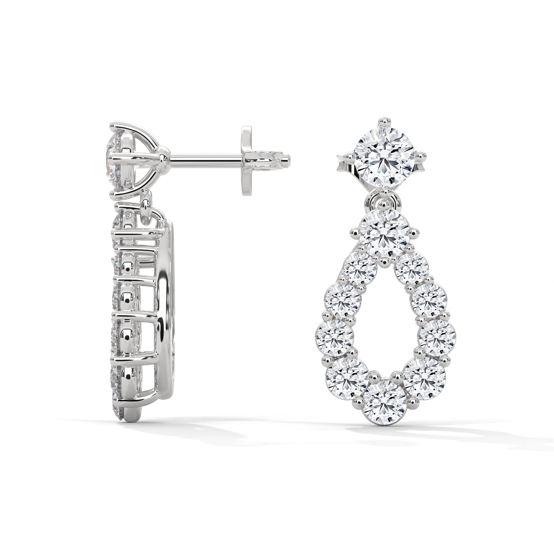 Diamond Teardrop Drop Earrings